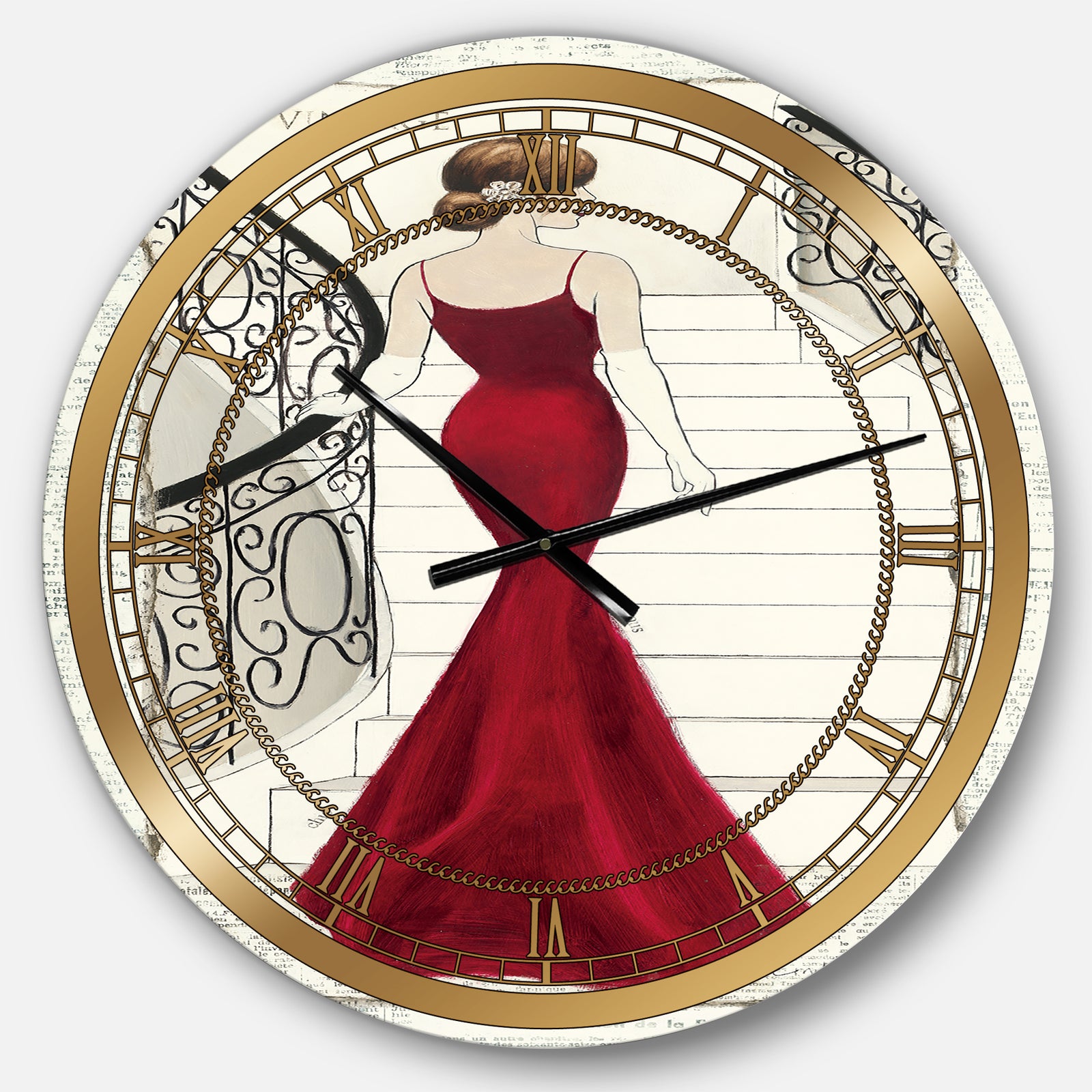 Elegance Glam Paris Diva III - Glam Oversized Wall CLock
