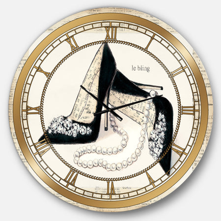 Glamorous Black Diamond Stiletto I - Glam Large Wall CLock