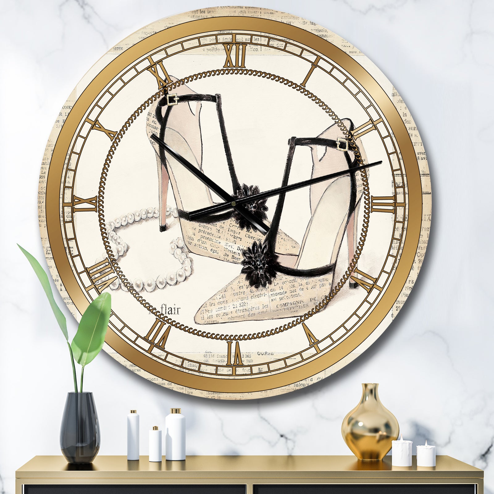 Glamorous Black Diamond Stiletto II - Glam Wall CLock