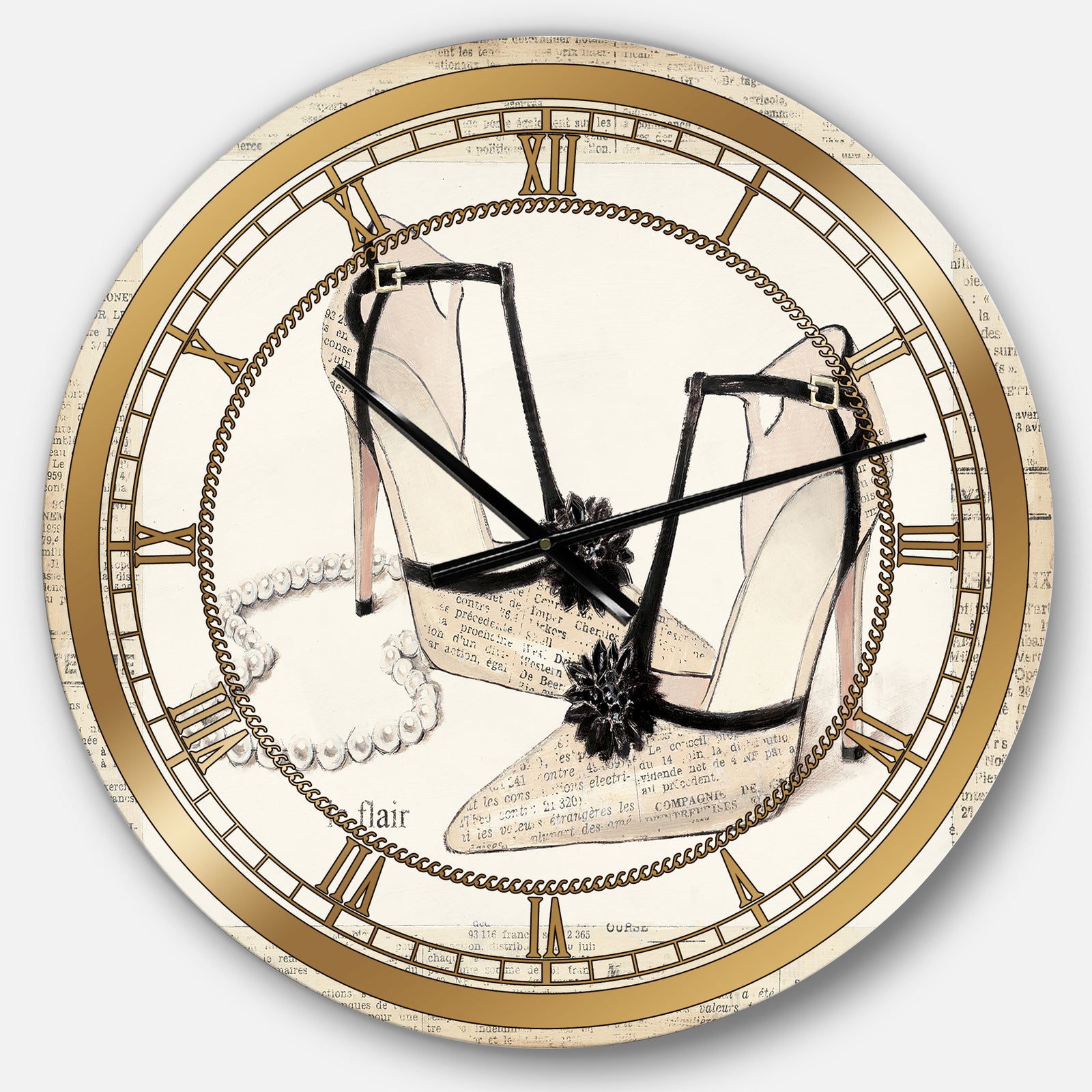 Glamorous Black Diamond Stiletto II - Glam Wall CLock