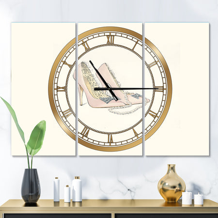 Glamorous Black Diamond Stiletto II - Glam 3 Panels Oversized Wall CLock