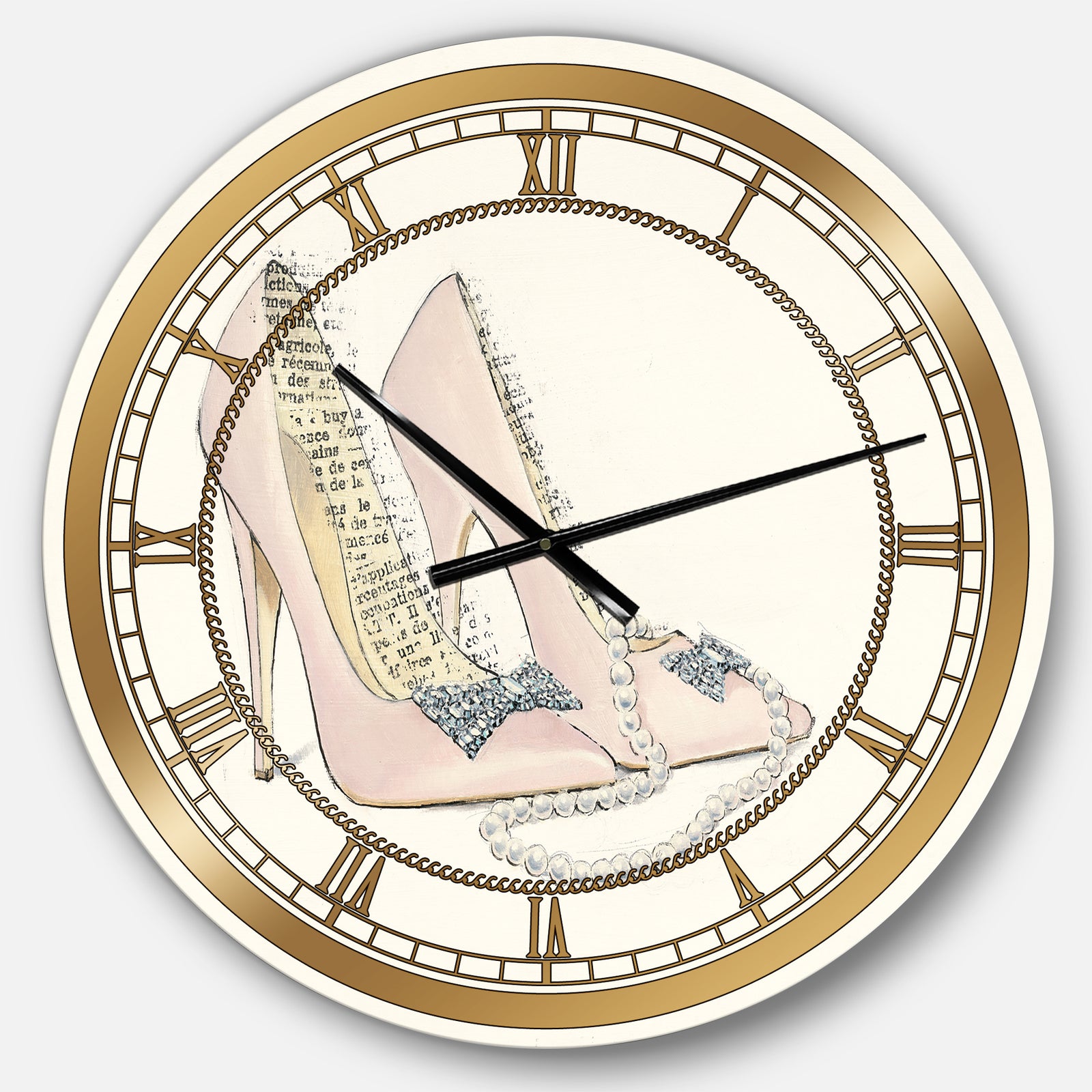 Glamorous Black Diamond Stiletto II - Glam Large Wall CLock