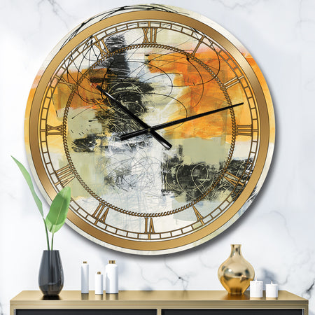Abstract Composition of Glamorous Yellow and Black - Glam Large Wall CLock
