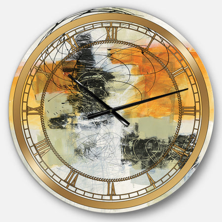 Abstract Composition of Glamorous Yellow and Black - Glam Large Wall CLock