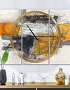 Abstract Composition of Glamorous Yellow and Black - Glam 3 Panels Oversized Wall CLock