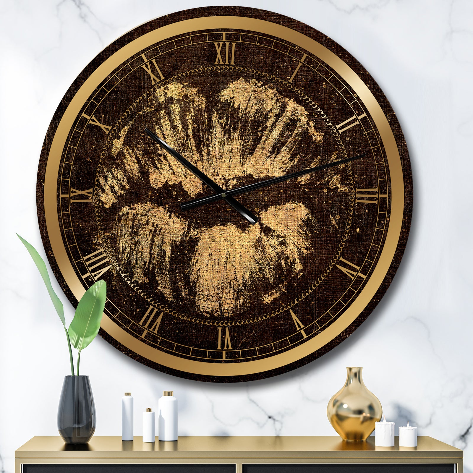 Silver Orchid Borella 'Gold Fashions Lips - Glam Wall Clock