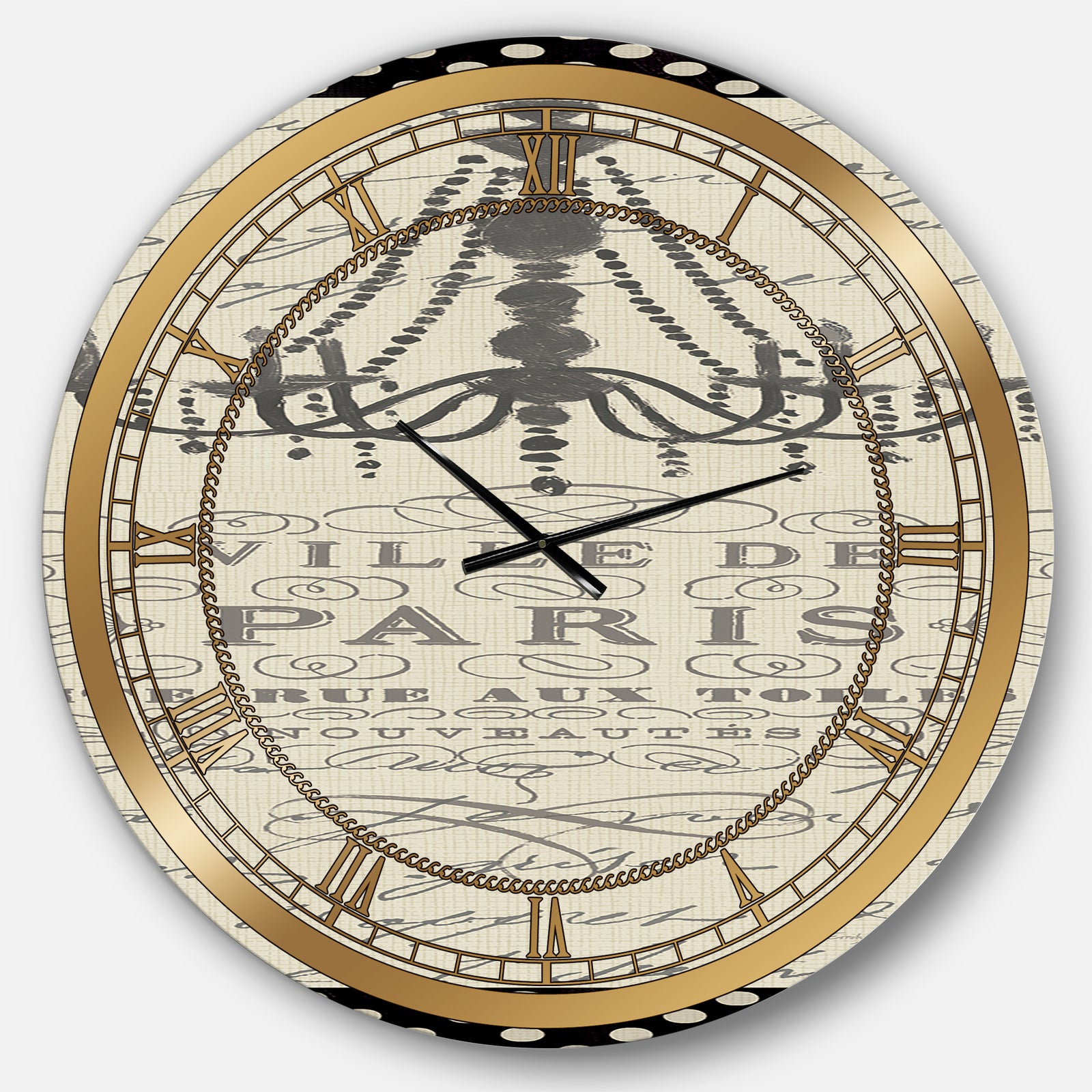 French chandeliers Couture I - Glam Large Wall CLock