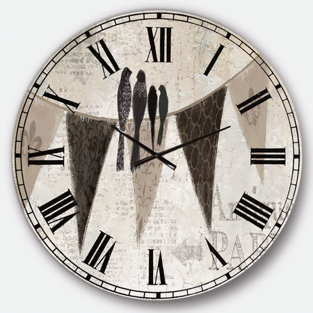 French Bird Flea Market - Farmhouse Large Wall CLock