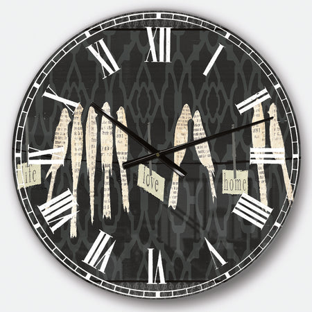 French Bird Flea Market II - Farmhouse Large Wall CLock