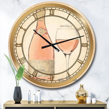 Glam Sparkling Rose Wine - Glam Large Wall CLock