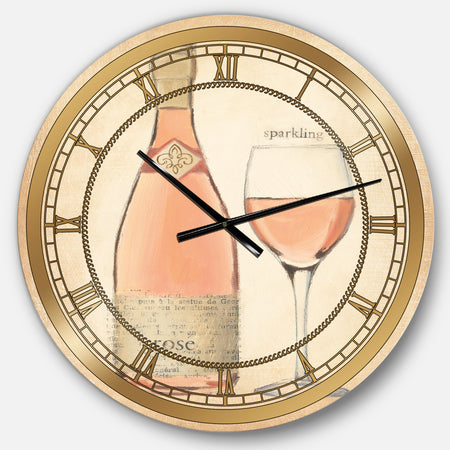 Glam Sparkling Rose Wine - Glam Large Wall CLock