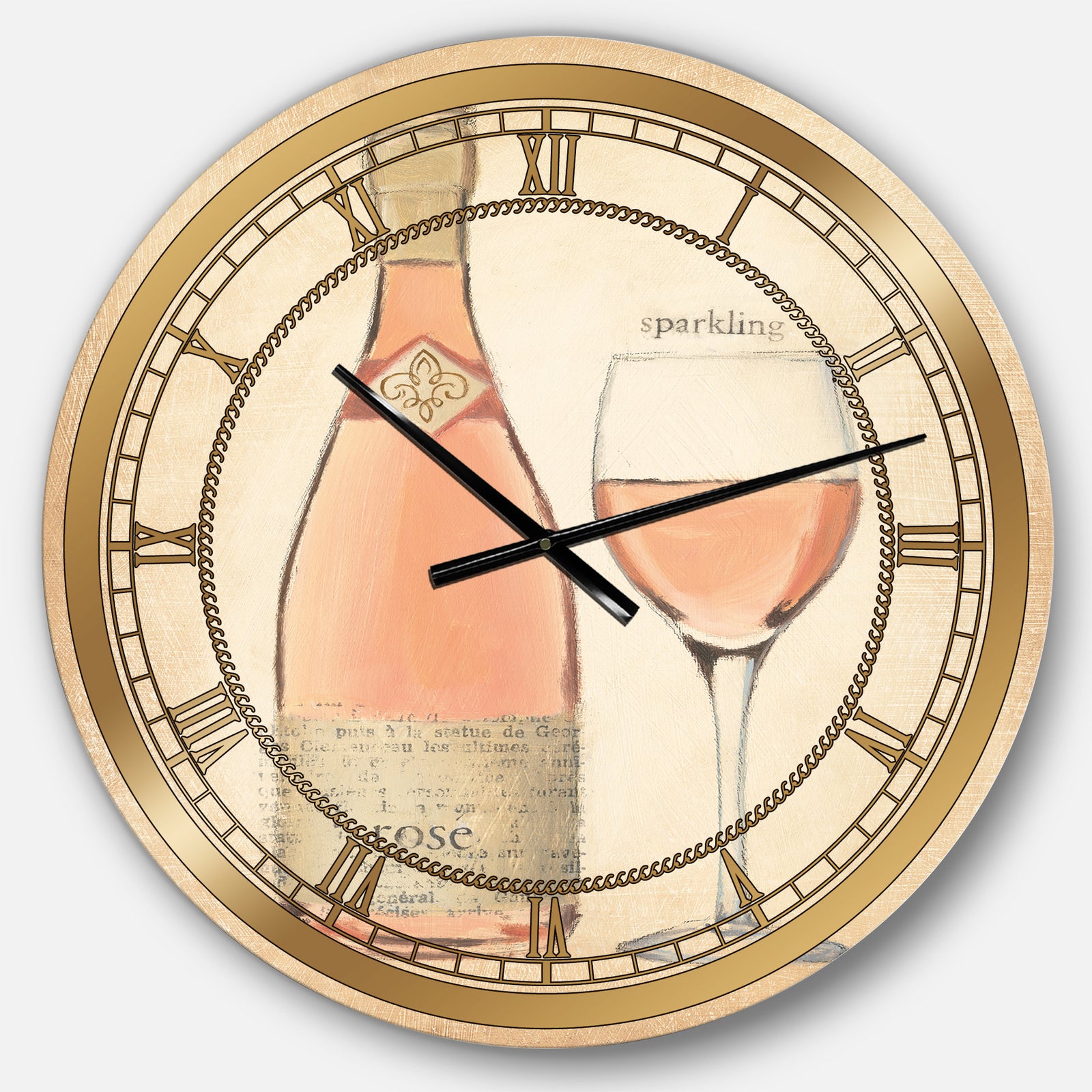 Glam Sparkling Rose Wine - Glam Large Wall CLock