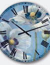 White Flower on Blue I - Farmhouse Large Wall CLock