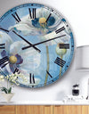 White Flower on Blue I - Farmhouse Large Wall CLock