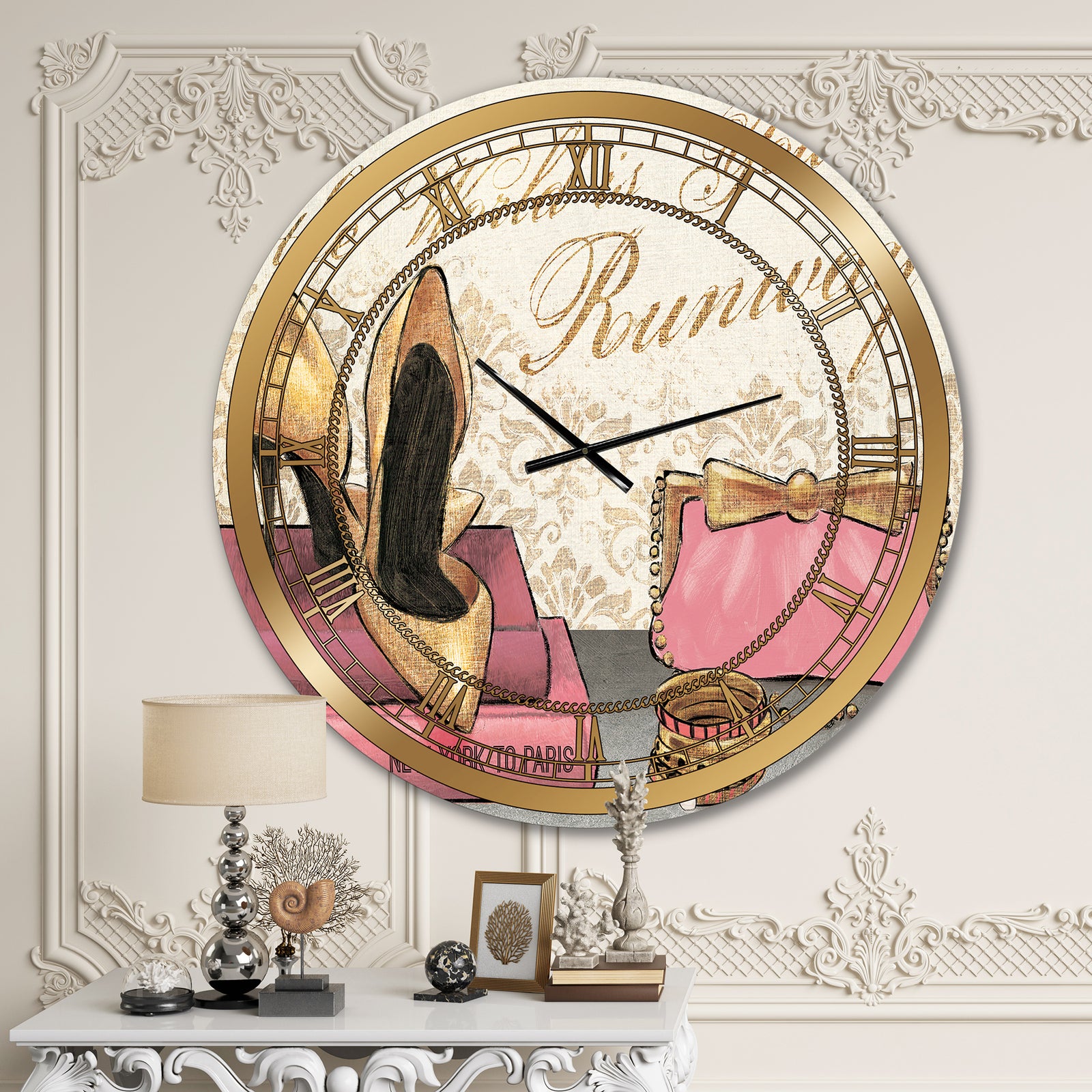 Gold Fabulous Life Style I - Glam Large Wall CLock
