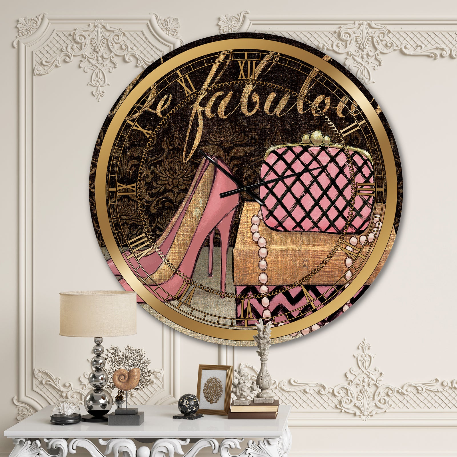 Gold Fabulous Life Style III - Glam Large Wall CLock