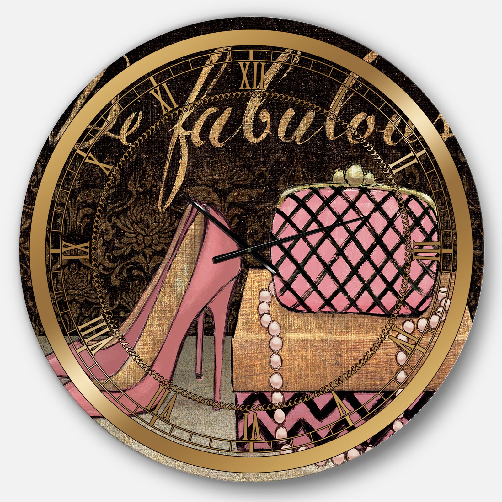 Gold Fabulous Life Style III - Glam Large Wall CLock
