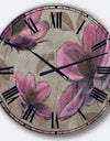 Plum Pink Cottage Flowers - Traditional Wall CLock