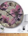 Plum Pink Cottage Flowers - Traditional Wall CLock