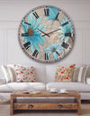 Indigo Leucanthemum Cottage Flower - Traditional Large Wall CLock