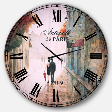 Paris Romance Couples II - Romantic French Country Large Wall CLock