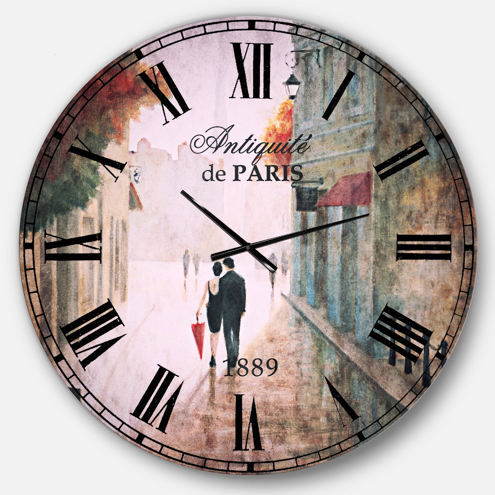 Paris Romance Couples II - Romantic French Country Large Wall CLock
