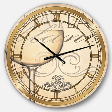 French Chateau White Wine II - Glam Oversized Wall CLock