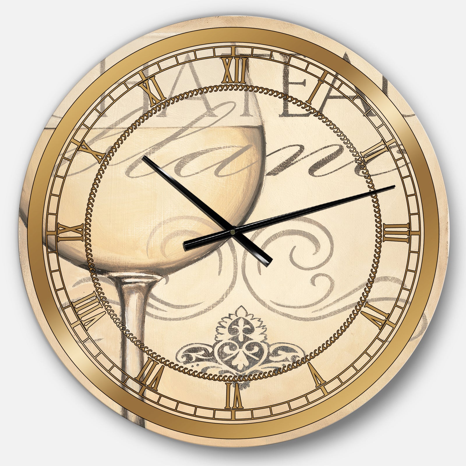 French Chateau White Wine II - Glam Oversized Wall CLock