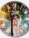 Couple Walking in Rain - Landscape Large Wall CLock