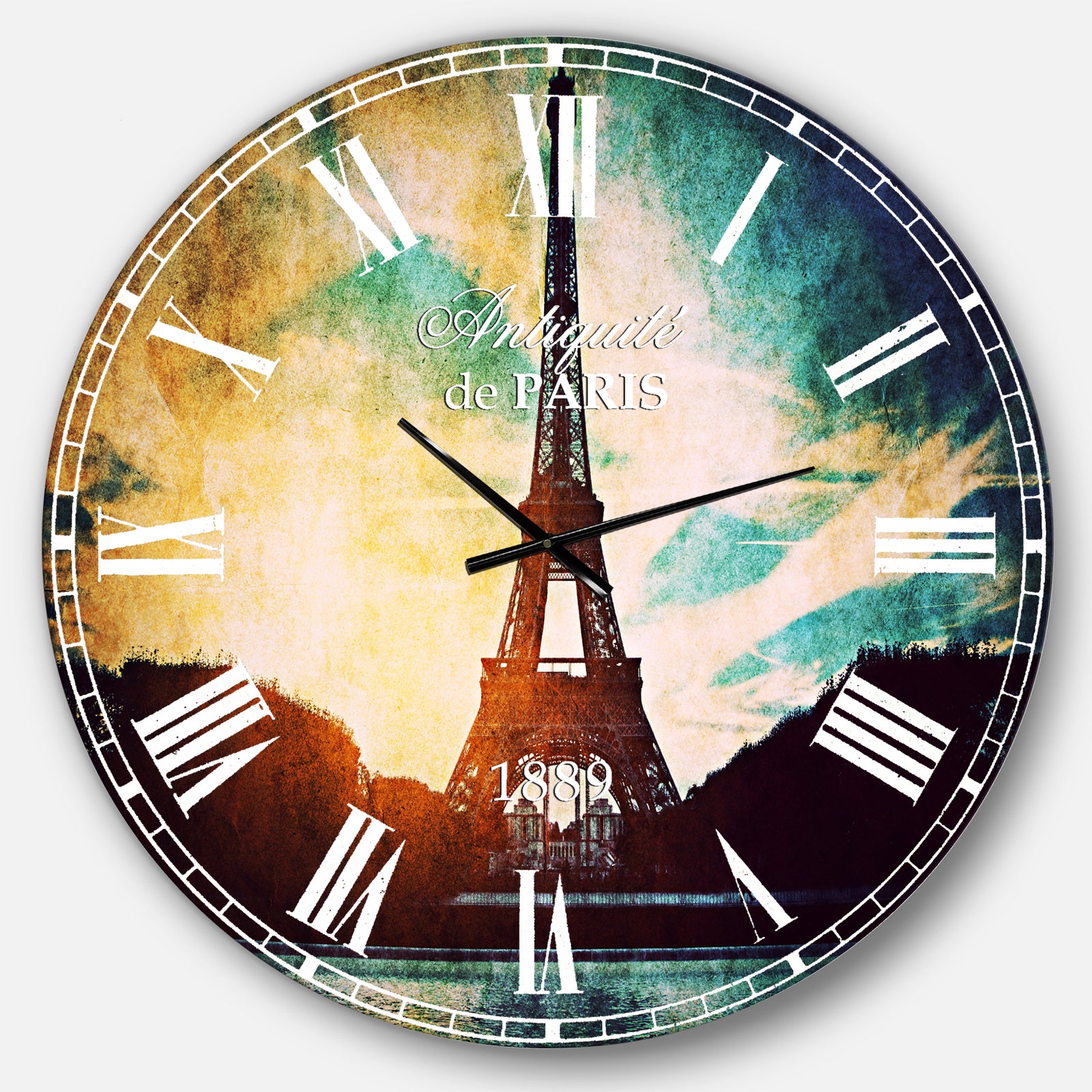 Paris Eiffel TowerRetro Style - Cityscape Large Wall CLock