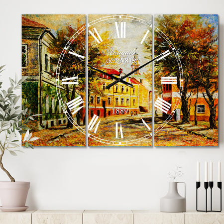 Ancient Vitebsk in Autumn - Cottage 3 Panels Oversized Wall CLock
