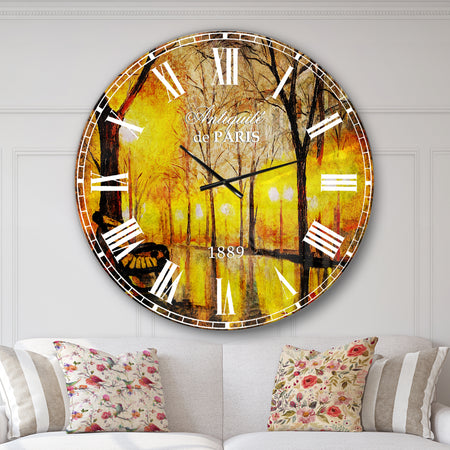 Empty Autumn Street - Landscape Wall CLock