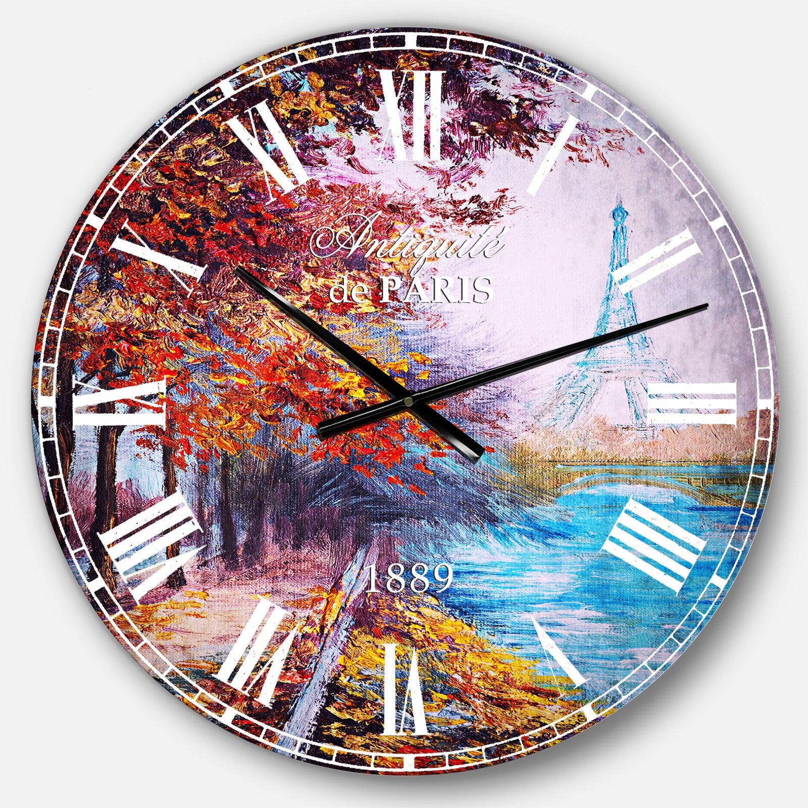Paris Eiffel Tower View in Fall - Landscape Large Wall CLock
