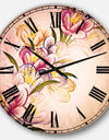 Vector Purple Flowers - Floral Large Wall CLock