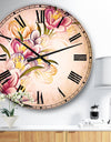 Vector Purple Flowers - Floral Large Wall CLock