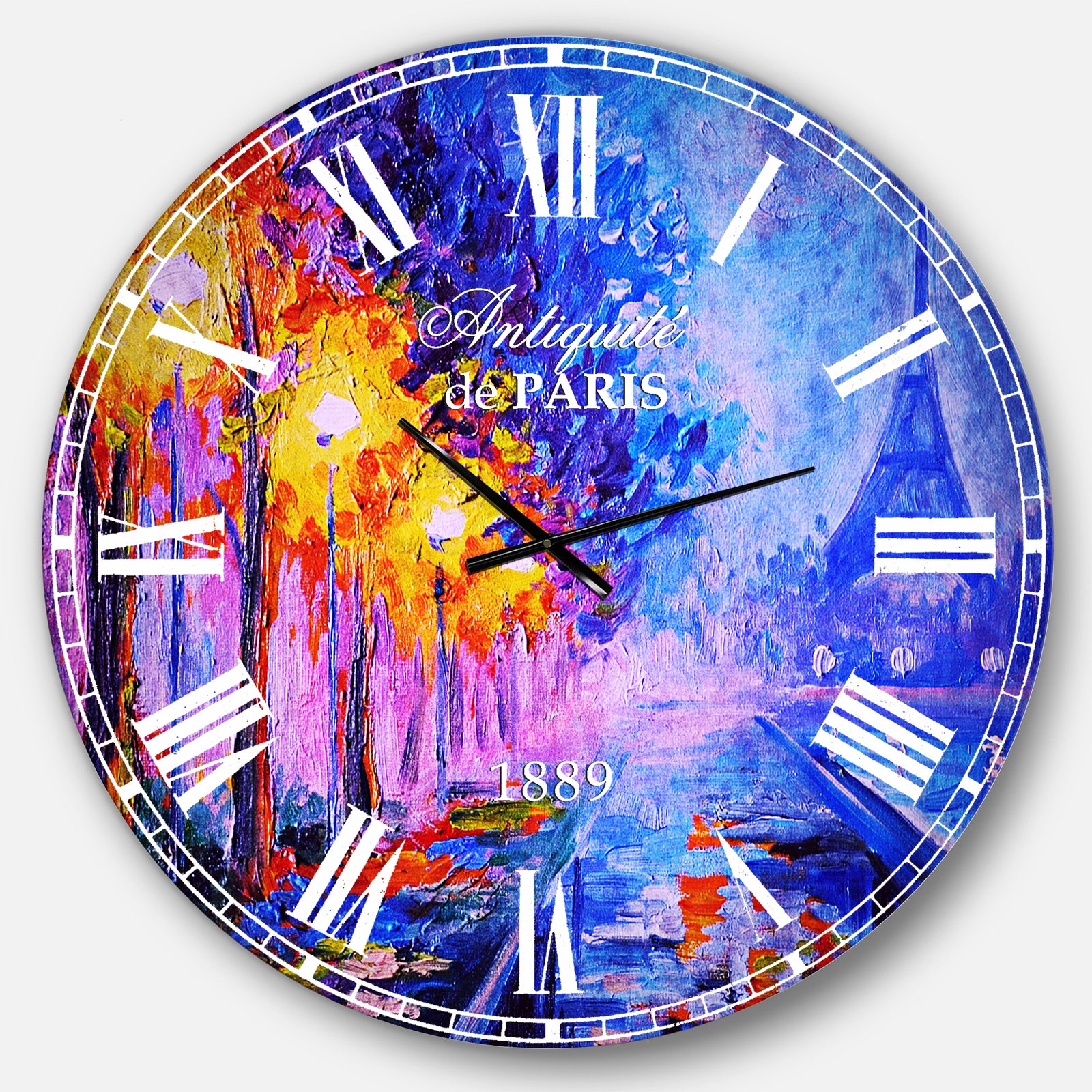 View of Paris Eiffel Tower - Landscape Large Wall CLock