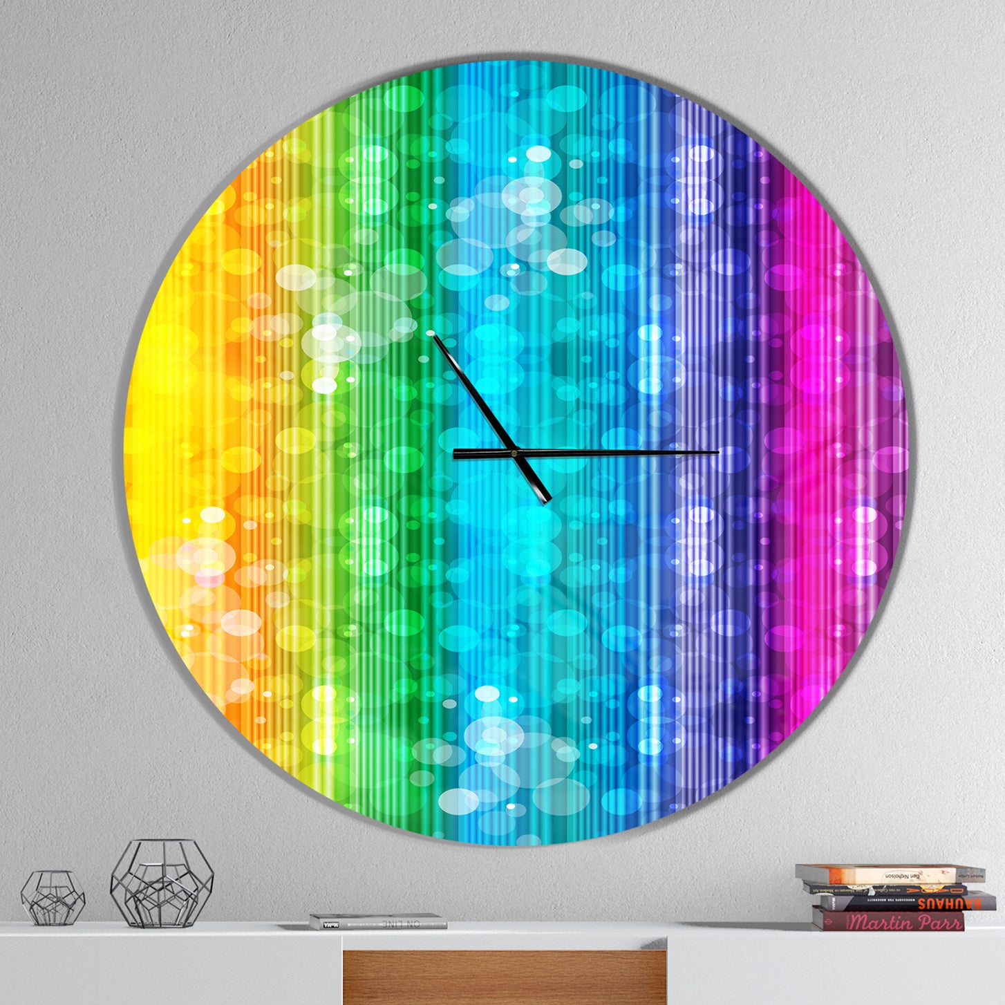 Rainbow Effects Illustration - Oversized Modern Wall CLock