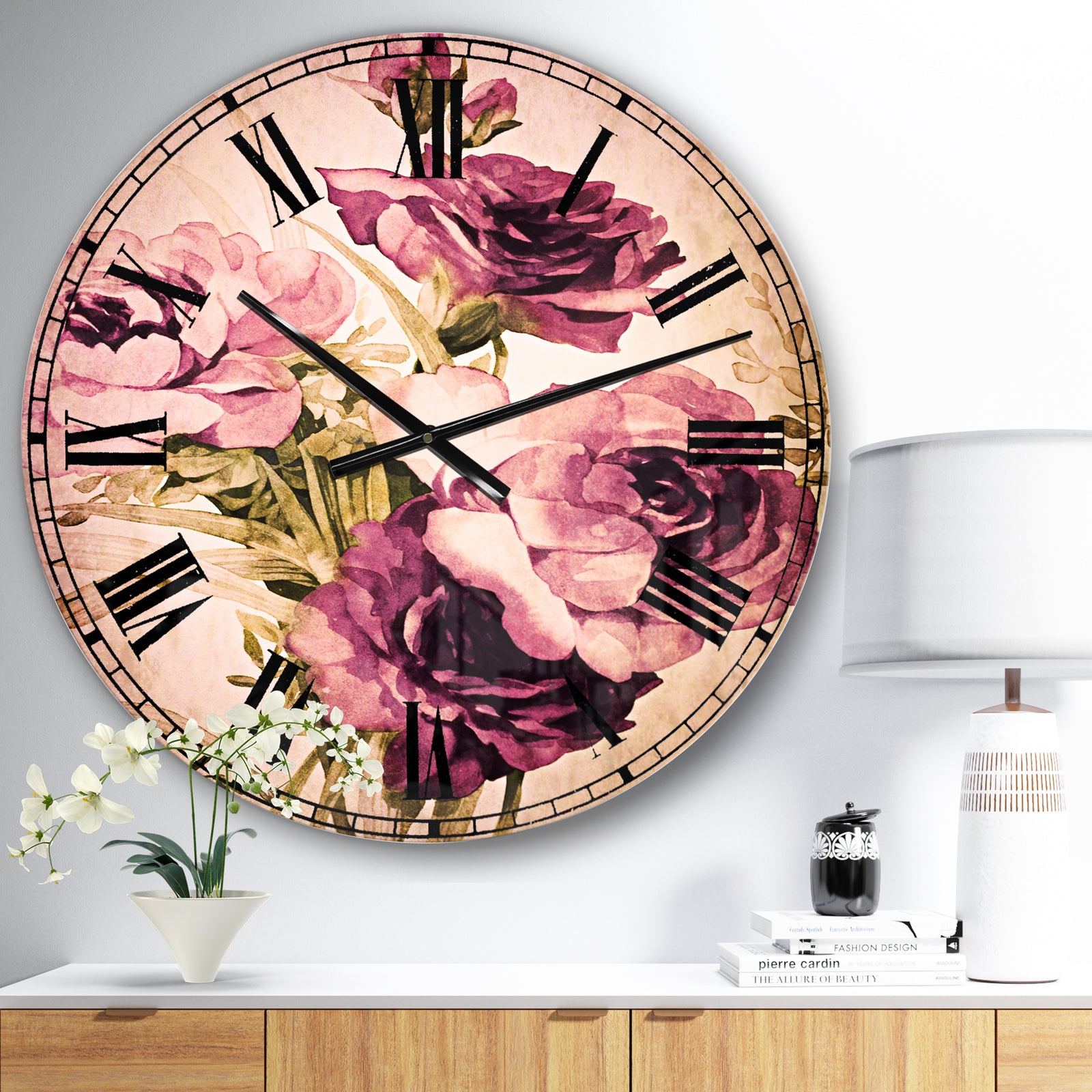 Bunch of Purple Flowers - Floral Large Wall CLock