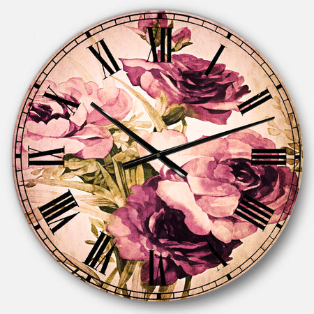 Bunch of Purple Flowers - Floral Large Wall CLock