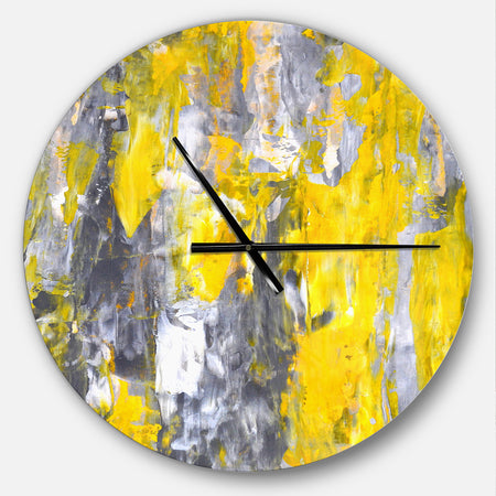 Grey and Yellow Abstract Pattern - Oversized Modern Wall CLock