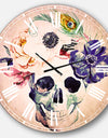 Anemones and Scull - Floral Large Wall CLock