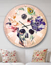 Anemones and Scull - Floral Large Wall CLock