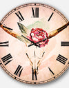 Bull Skull and Flower - Floral Wall CLock