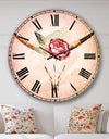 Bull Skull and Flower - Floral Wall CLock