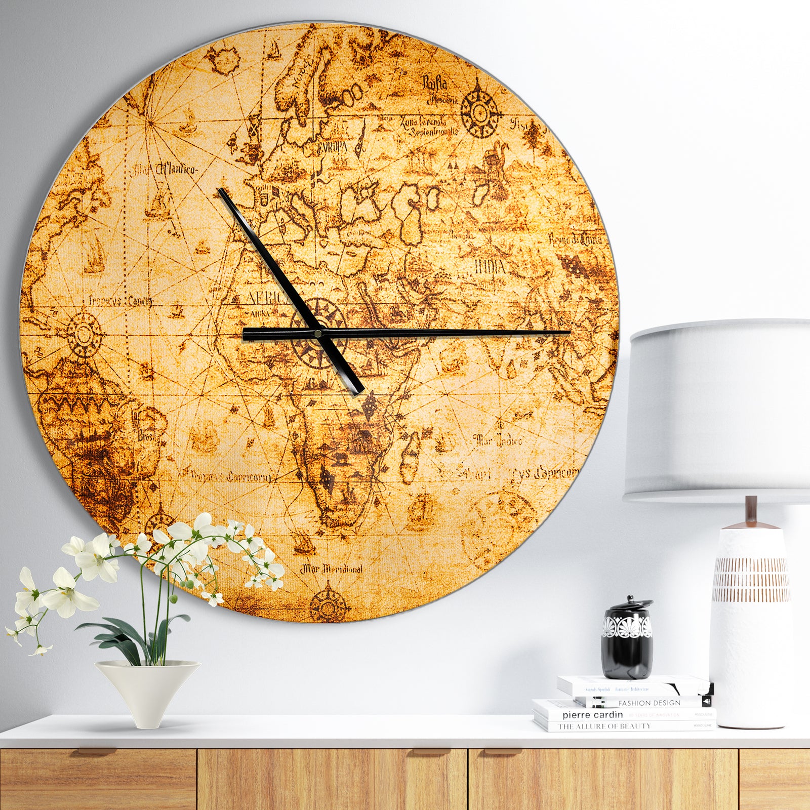 Magnifying Glass on World Map - Oversized Global Wall CLock