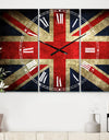 Vintage UK Flag - Cottage 3 Panels Large Wall CLock