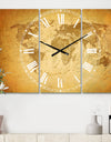 Vintage Classic Map - Cottage 3 Panels Oversized Wall CLock