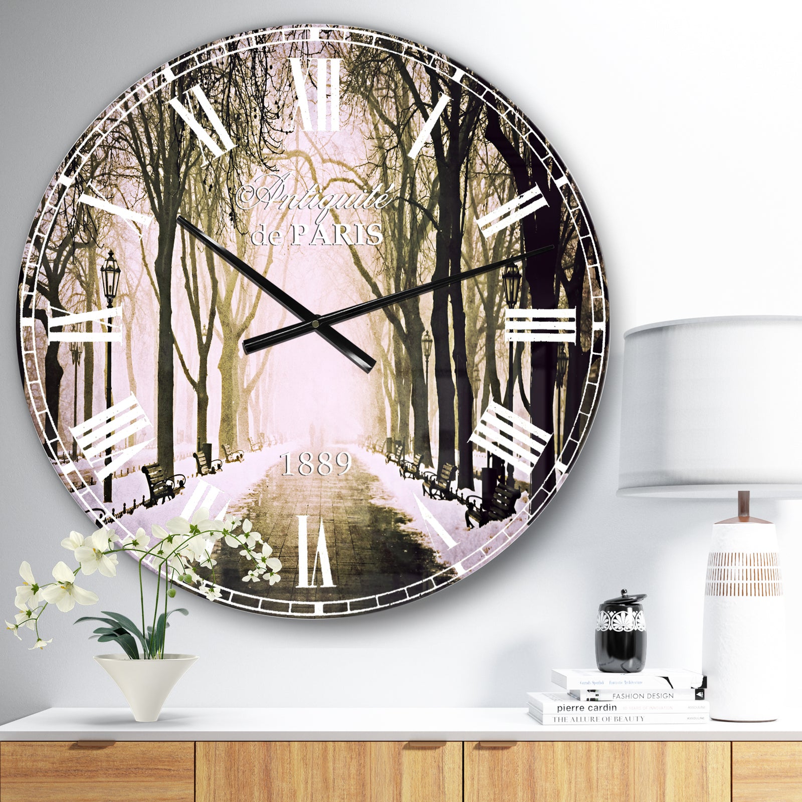 Fog in Alley Vintage Style - Landscape Large Wall CLock