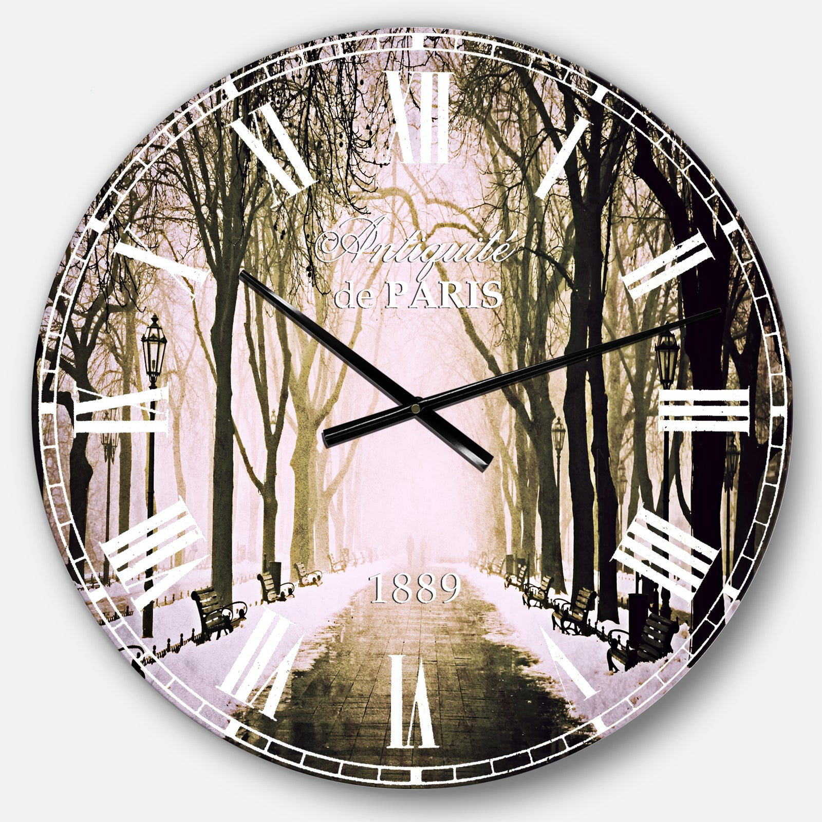 Fog in Alley Vintage Style - Landscape Large Wall CLock