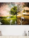 Global Warming - Cottage 3 Panels Oversized Wall CLock